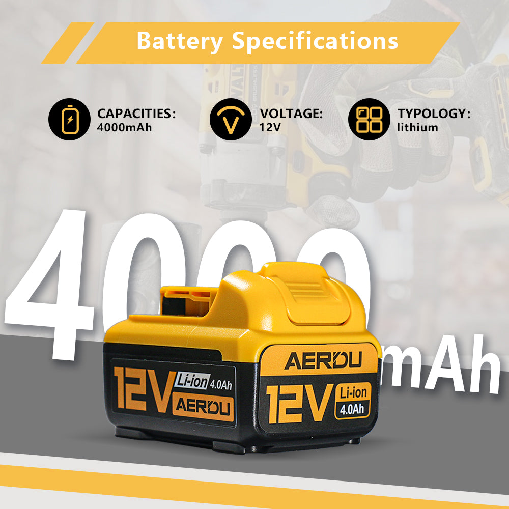For Dewalt 12V 6-Cell 4.0A Battery – Long-Runtime for Impact Drivers/Trim Routers, Worldwide Use