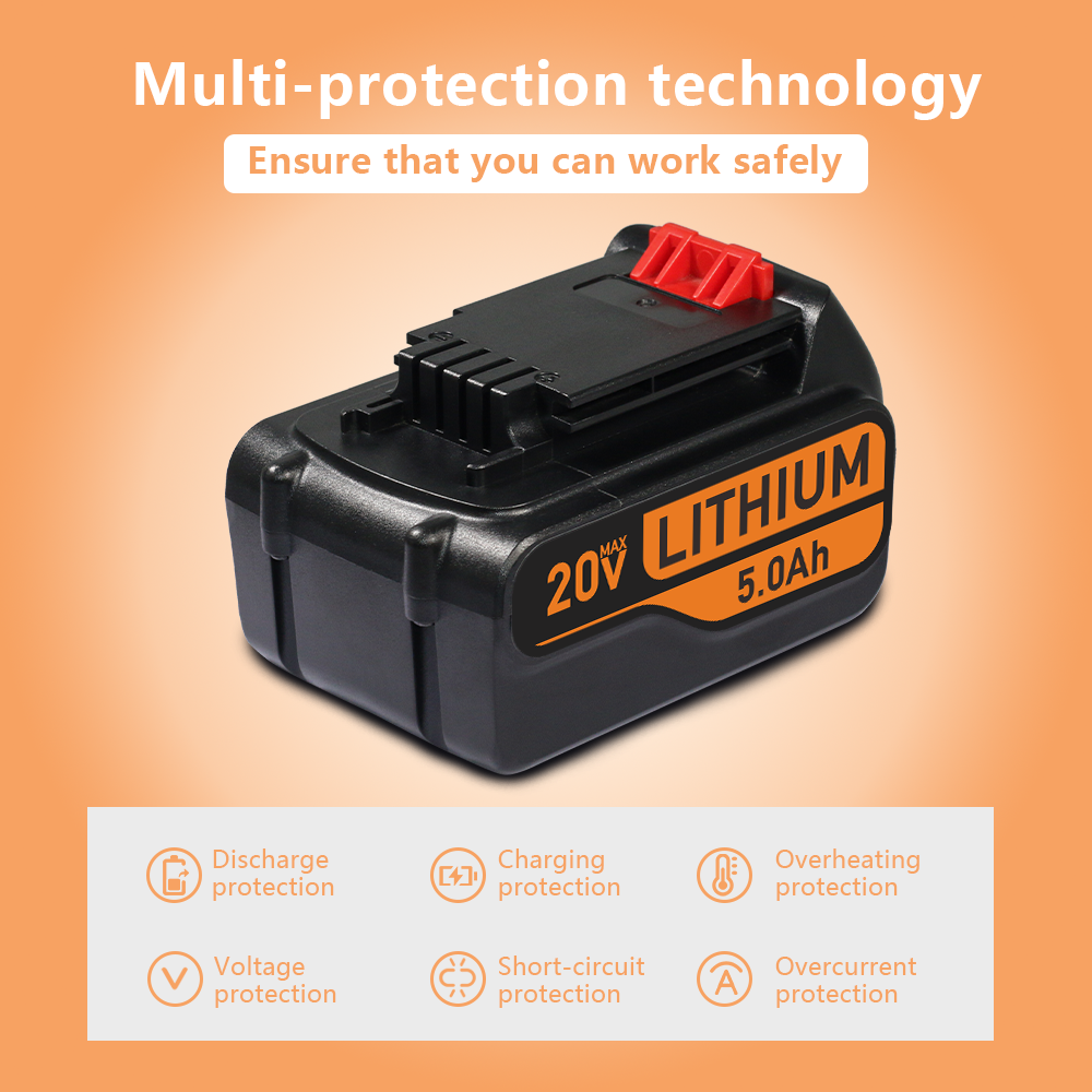 For Black&Decker 20V 5.0Ah Lithium Battery 20 Volt LB2X4020-OPE LBXR20 LB20