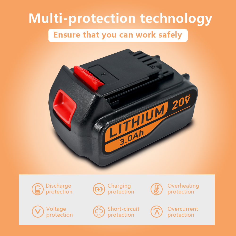 3.0Ah Lithium Battery Pack For Black&Decker 20V LB2X4020 – Long-Runtime Power Tools