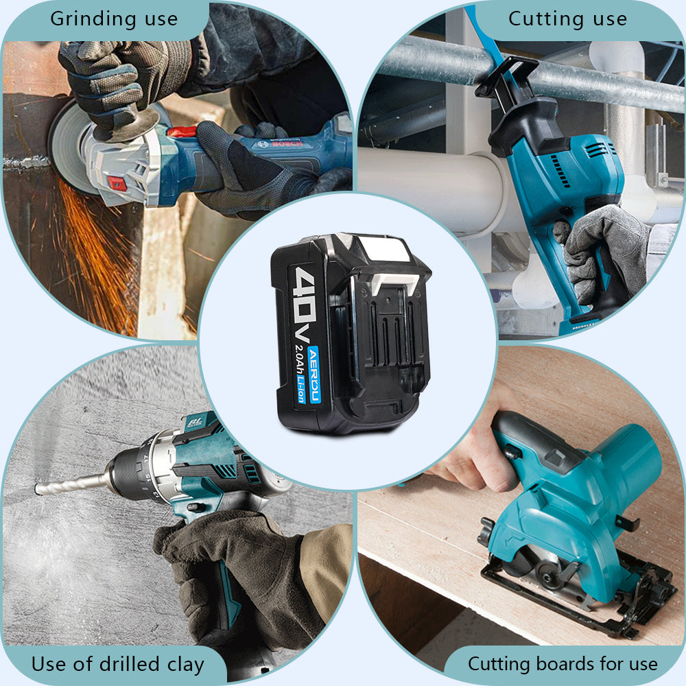 For Makita 10-Cell 40V 2.0A Battery – Long-Runtime Replacement for Makita 40V Tools, Worldwide Compatibility