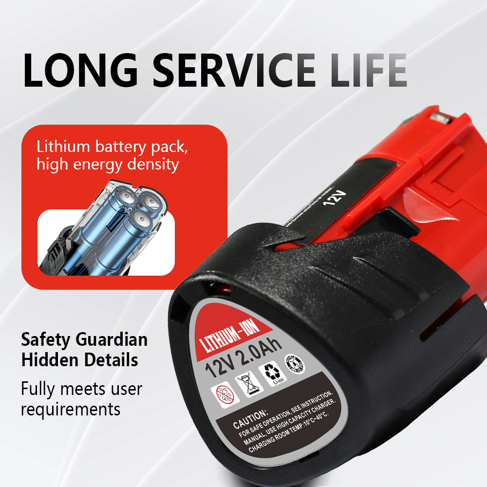 12V 2.0Ah Replacement Li-Ion Battery for Milwaukee 48-11-2401 48-11-2411 M12