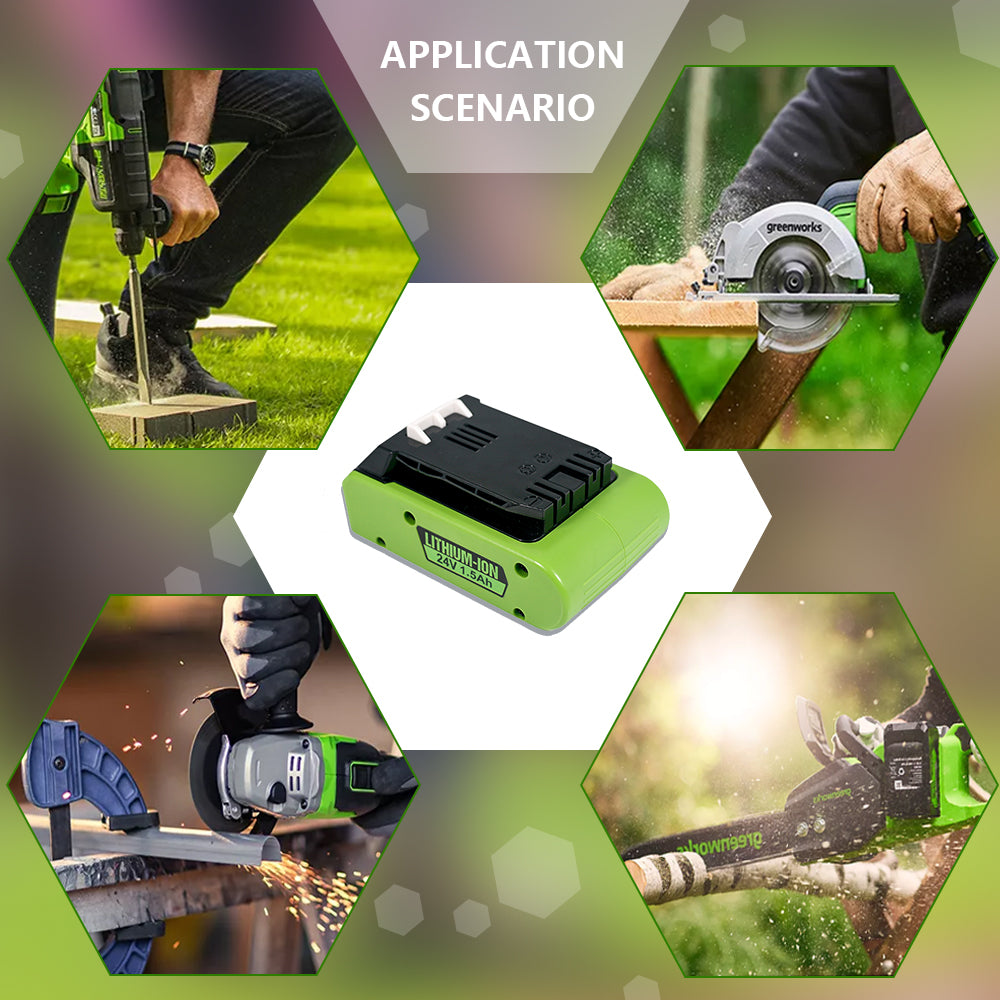 24V 1.5Ah Replacement Battery for Greenworks Battery 29842 29852 Fit for 24V Cordless Power Tools Lithium-Ion Battery G24 G24B2 G24B3 24352 29842 29852