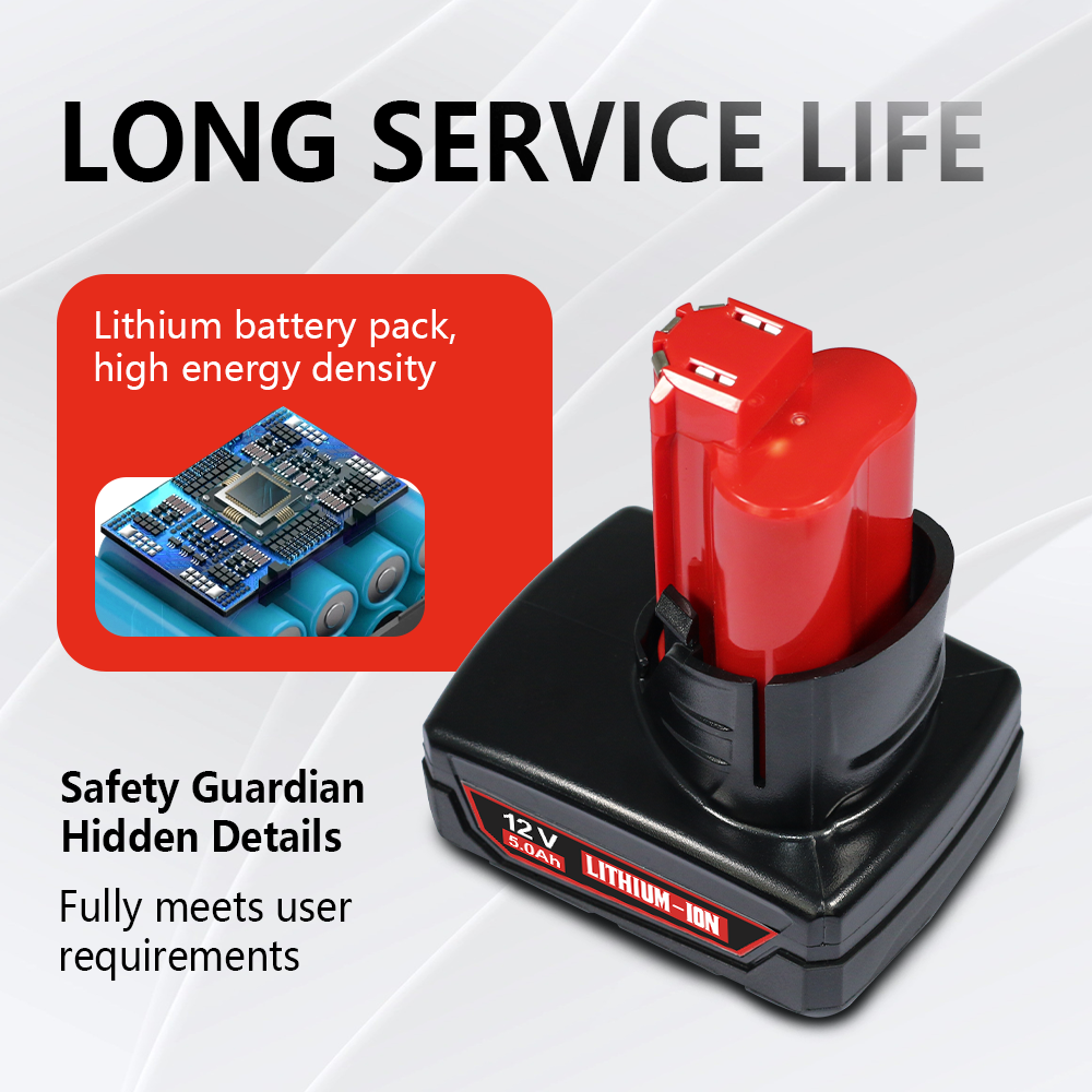 For Milwaukee 12V 6-Cell 5.0A Battery – High-Performance for M12 Rotary Tools/Grinders, Global Voltage 48-11-2420