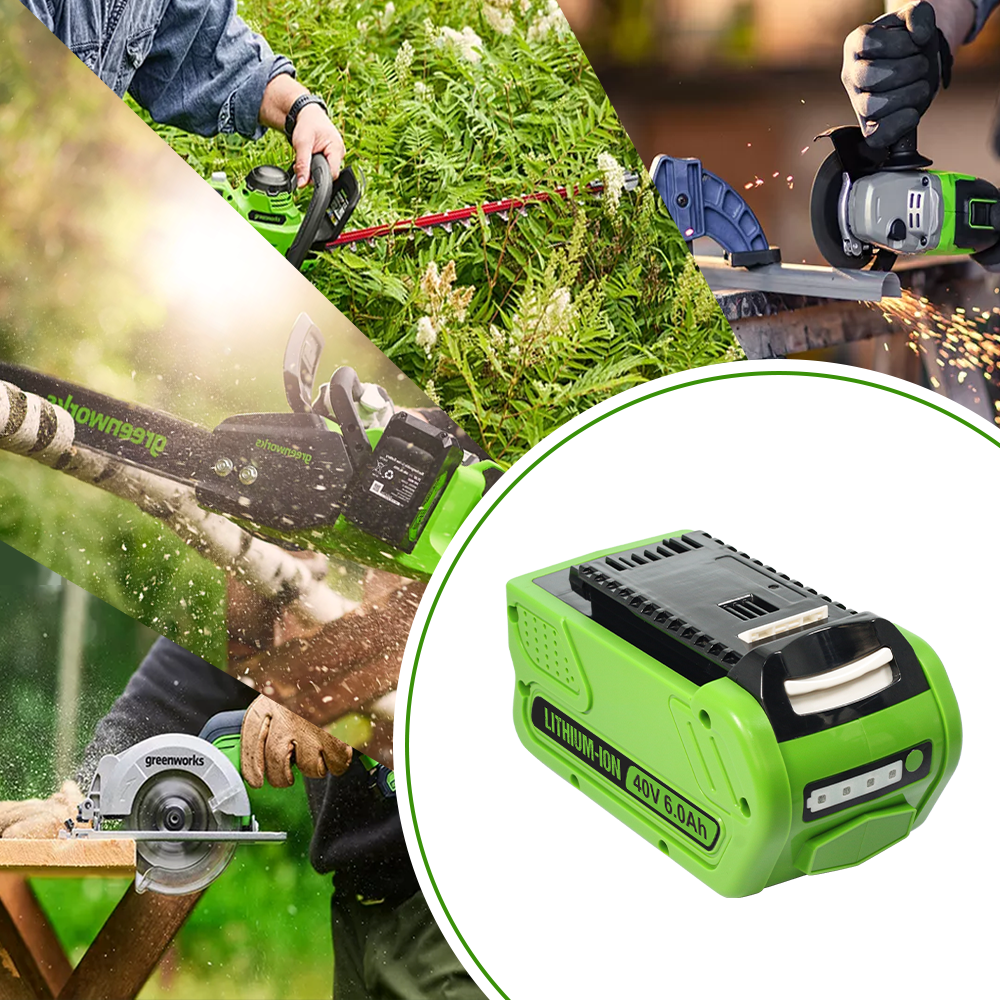 40V 6.0Ah Battery Replacement for GreenWorks 40V Battery 29472 29462 29252 20202 22262 25312 25322 20642 22272 27062 21242 G-Max Cordless Power Tools