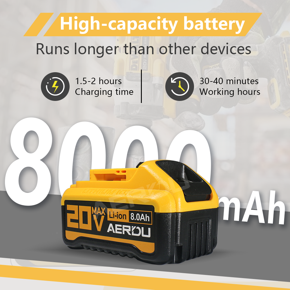 For Dewalt High Output 20V Battery 8.0Ah | Extreme Runtime
