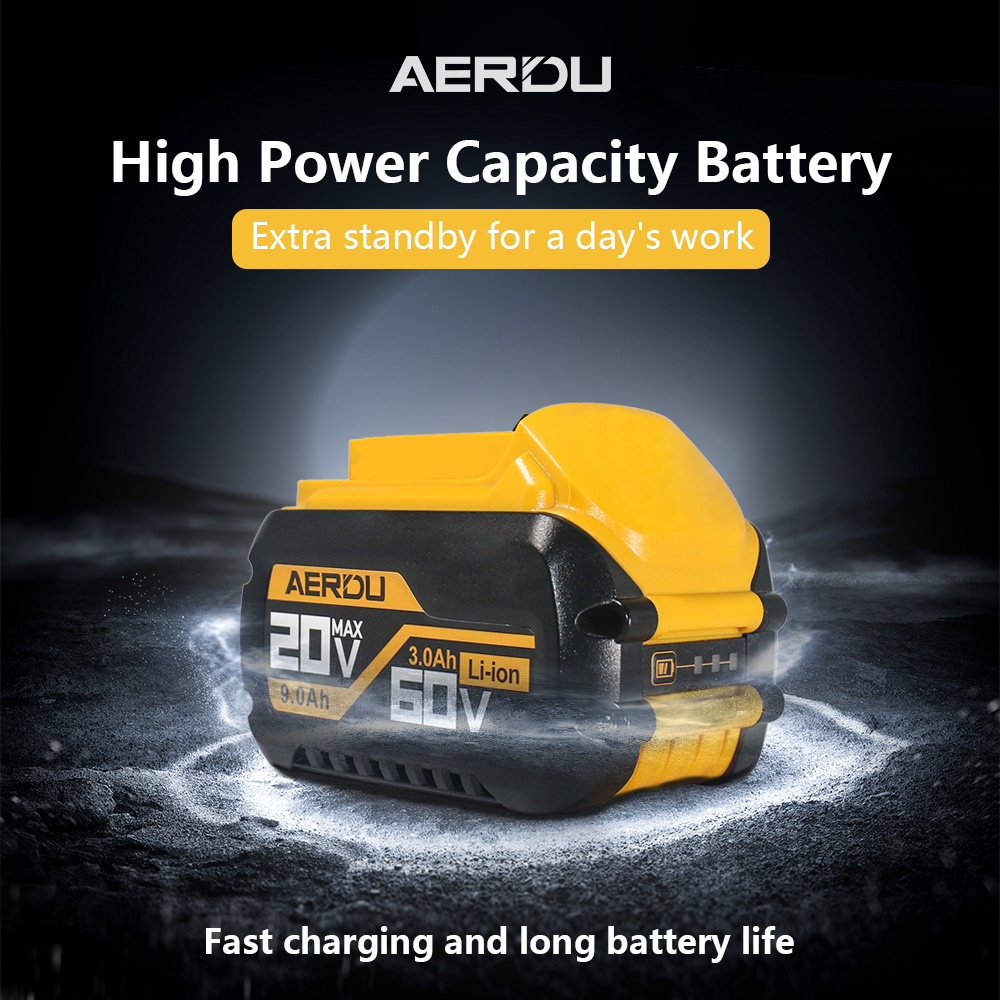 For Dewalt 20V-60V 9.0A-3.0A Battery – Max Power for Concrete Drills/Mixers, Worldwide Use