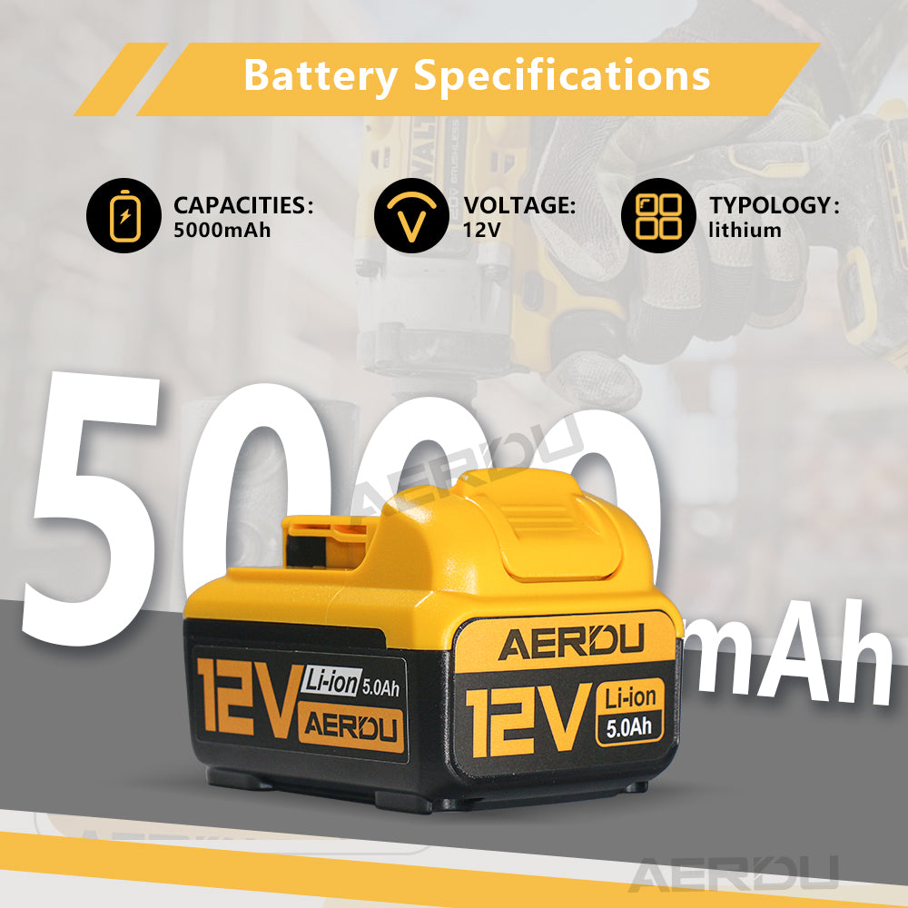 For Dewalt 12V 6-Cell 5.0A Battery – High-Performance for Heavy-Duty Impact Drivers/Rotary Tools