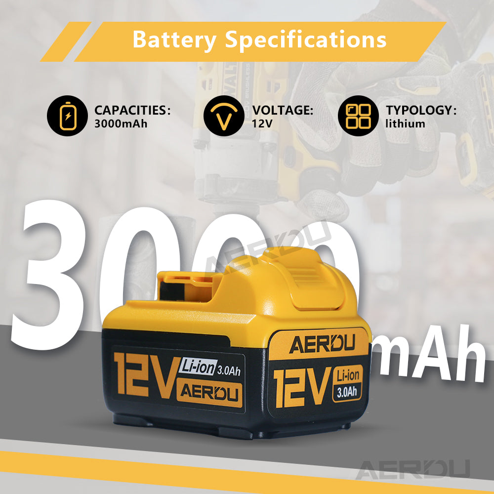 For Dewalt 12V 6-Cell 3.0A Battery – Compatible with Dewalt Drills/Screwdrivers, Global Compatibility