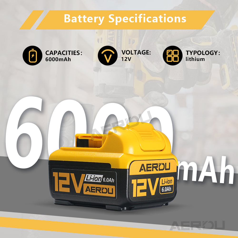 For Dewalt 12V 6-Cell 6.0A Battery – Max Power for Professional Precision Tools/Grinders, Global Voltage