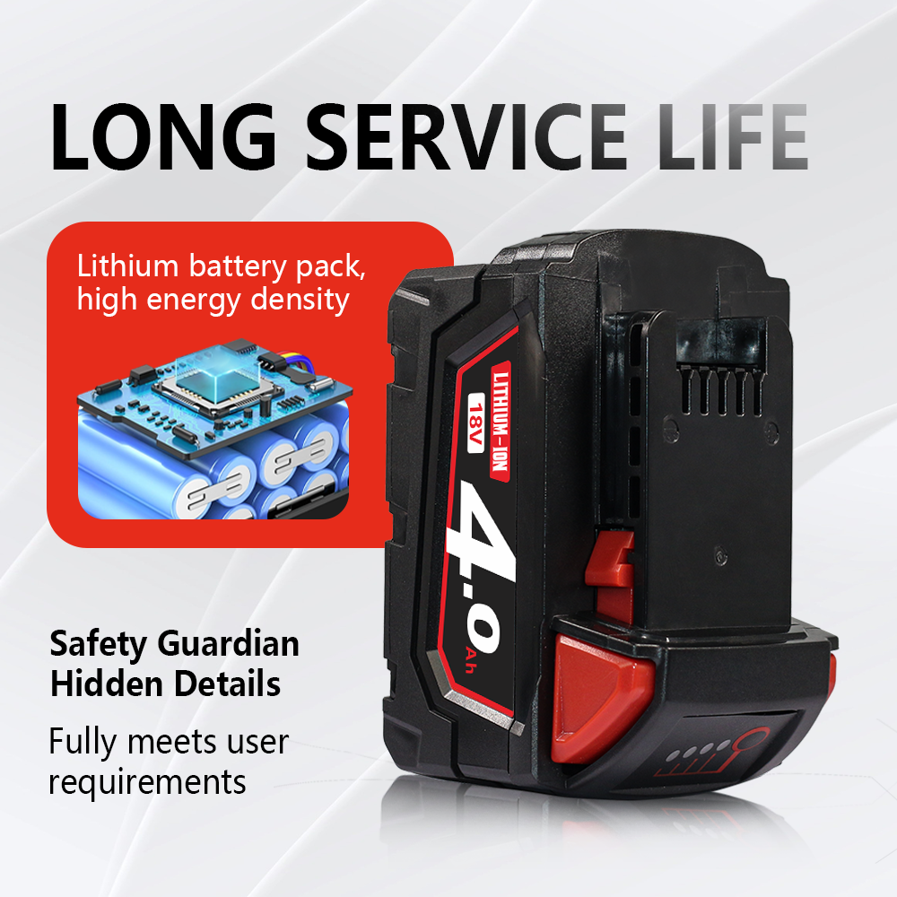 For Milwaukee 18V 4.0A Battery – Long-Runtime for M18 Circular Saws/Sanders, Worldwide Compatibility