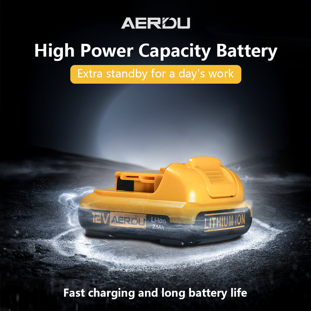 12V 2.5Ah 12Volt XR Max Lithium-Ion Battery for Dewalt DCB127-2 DCB120 DCB121