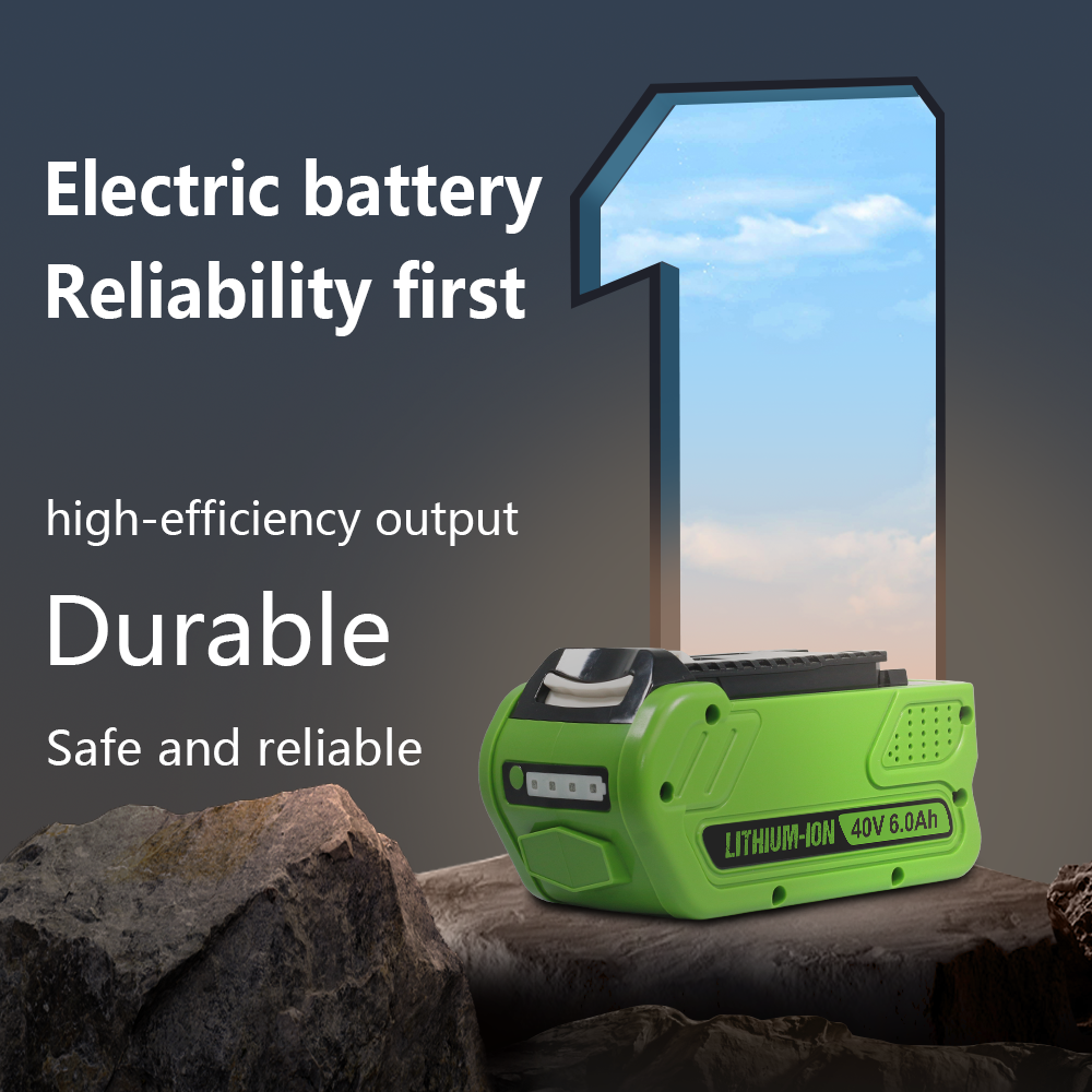 40V 6.0Ah Battery Replacement for GreenWorks 40V Battery 29472 29462 29252 20202 22262 25312 25322 20642 22272 27062 21242 G-Max Cordless Power Tools