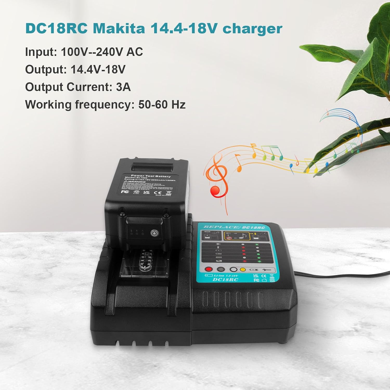 For Makita DC18RC EU 18V 3A Lithium-Ion Tool Battery Charger LXT BL1860 BL1850 BL1830 with display USB interface