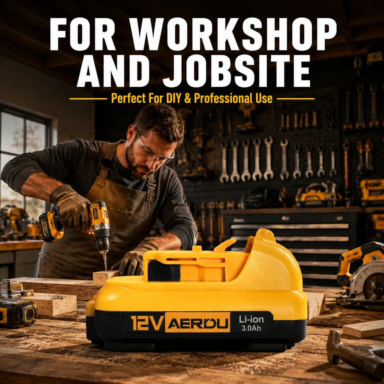 AERDU 12V Max 3.0Ah Replacement Battery for DeWalt 12V Tools, Powered by Samsung Cells, DCB120 DCB127 Compatible