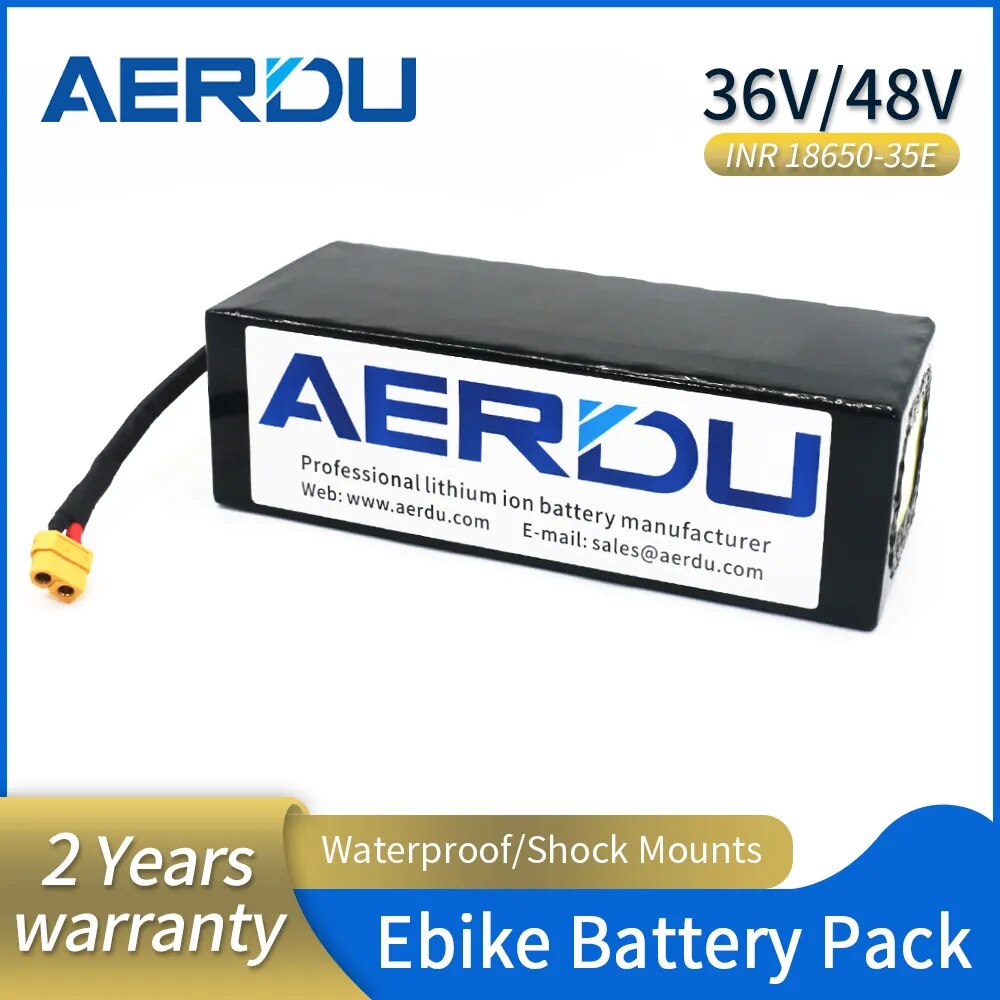 AERDU 36V 42V 20Ah 14Ah 12.8Ah 10.4Ah 8Ah 6Ah 18650 Rechargeable Lithium Battery for Electric bike Bicycle Scooter with BMS 30A