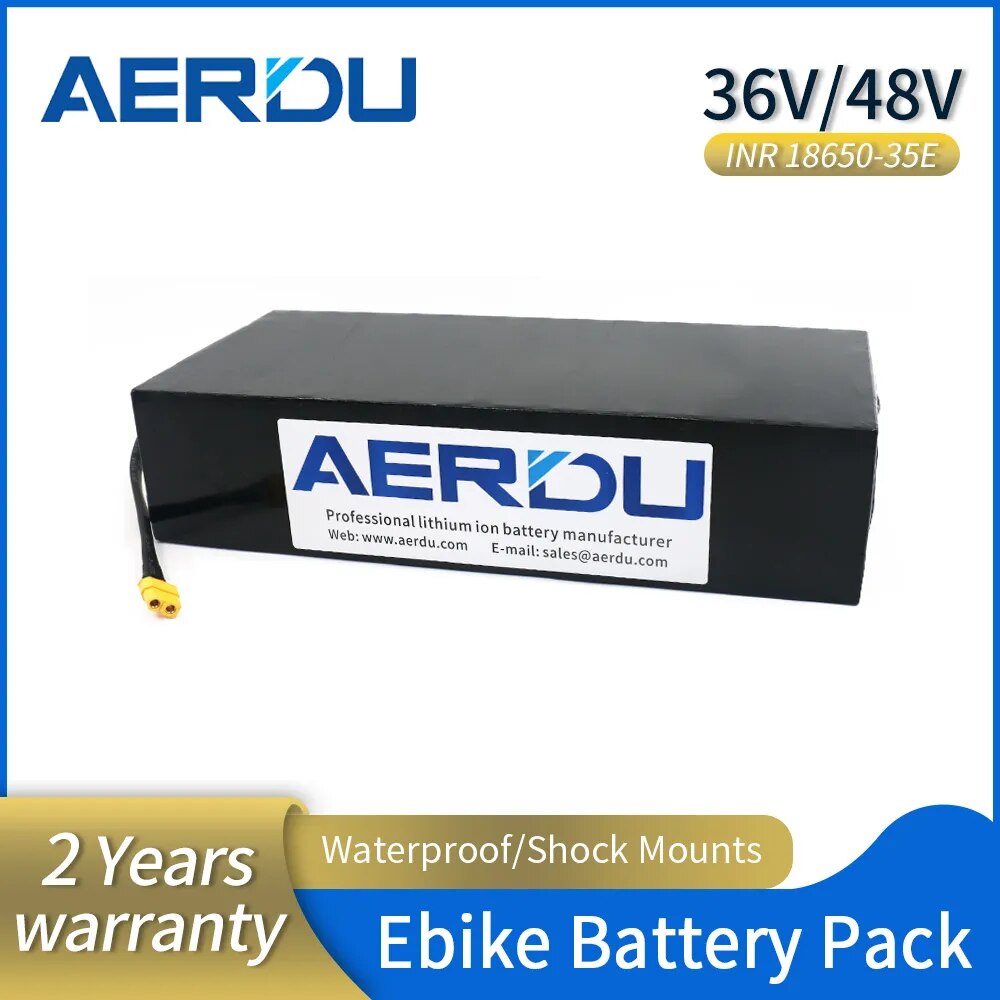 AERDU 48V 54.6V 30Ah 21Ah 19.2Ah 12Ah 9Ah Elsykkelbatteri 18650 21700 5000mAh Litiumbatteripakke for elektrisk sparkesykkel med BMS 