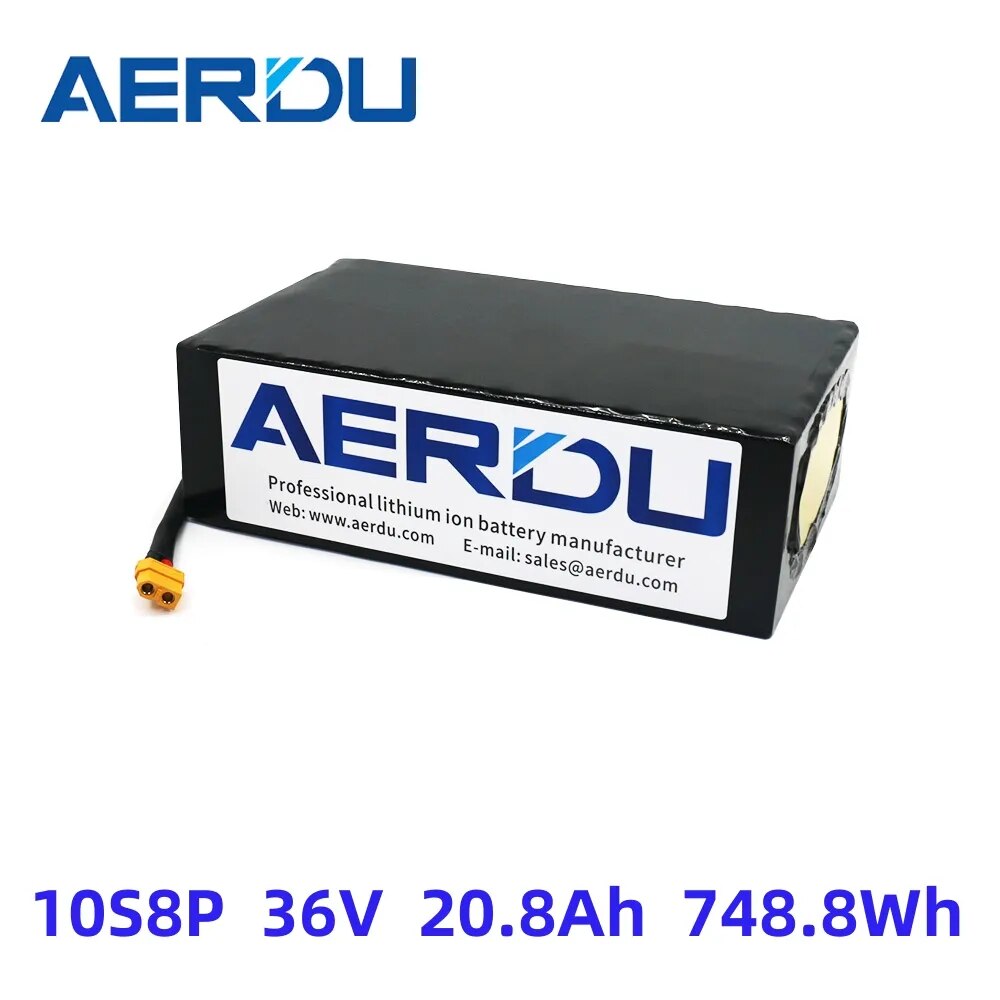 AERDU 36V 42V 20.8Ah748.8Wh 18650Lithium Battery Pack for Electroc Bicyle Ebike Scoote heelchair Tricycle Golf Cart With 30A BMS