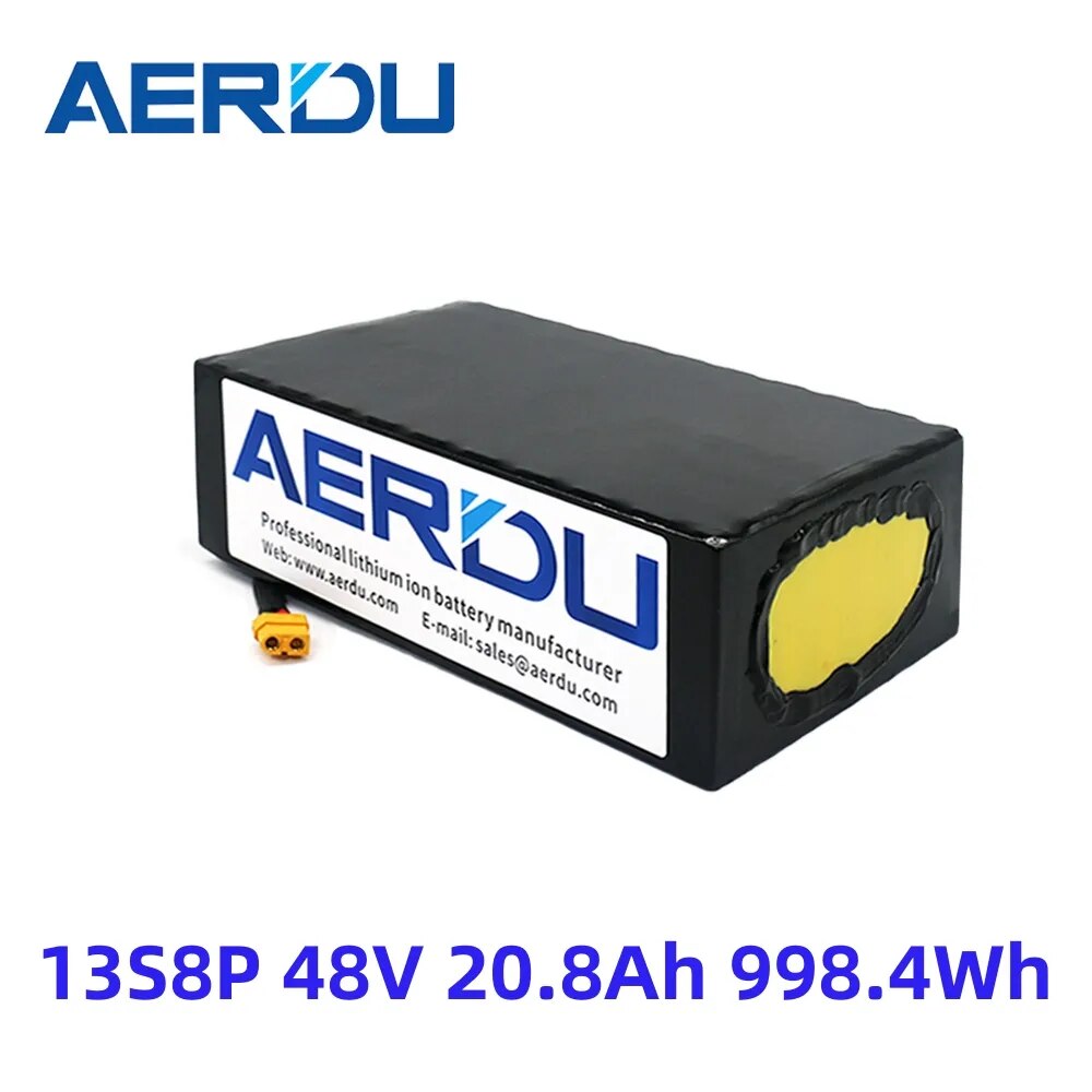 AERDU 48V 54.6V 20.8Ah 998Wh 18650 Li-ion Lithium Battery Pack for Electroc Bicyle Ebike Scoote Heelchair Golf cart With 30A BMS