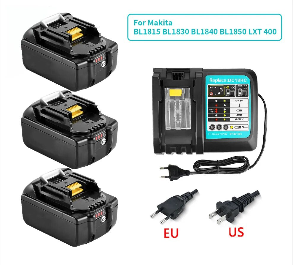 Replacement Battery for Makita 18V 21V Rechargeable Power Tools Li-ion Batterie LXT BL1890 BL1860 BL1850 BL1840 BL1830 Charger