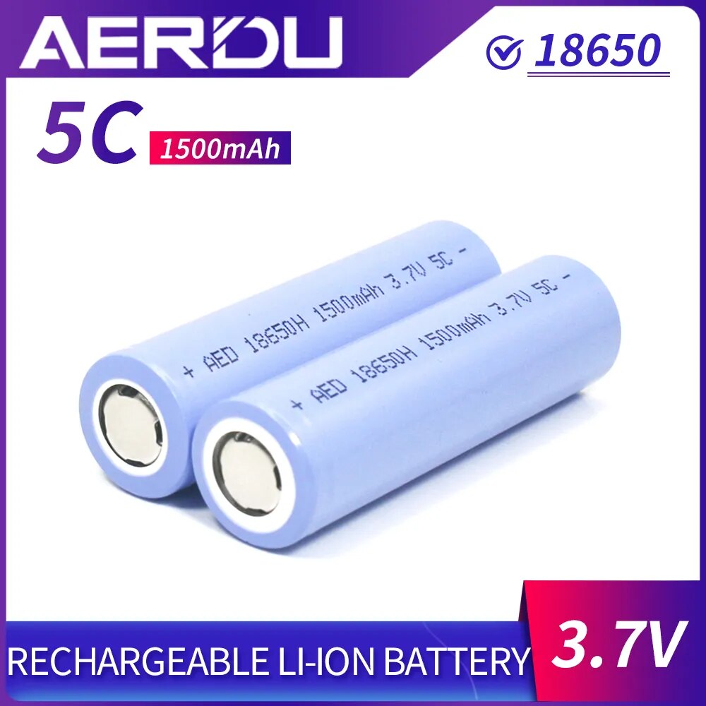 AERDU 18650 Rechargeable Lithium Battery 3.7V 1500mAh 5C 4.2VBrand New For Power Tool Equipment Battery Replacement Battery Pack