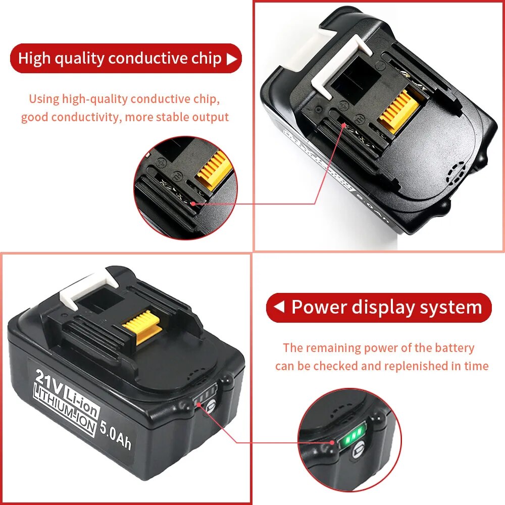 AERDU Replacement Battery for Makita 18V 21V Rechargeable Power Tools Li-ion Batterie LXT BL1830 BL1840 BL1850 BL1860 BL1890