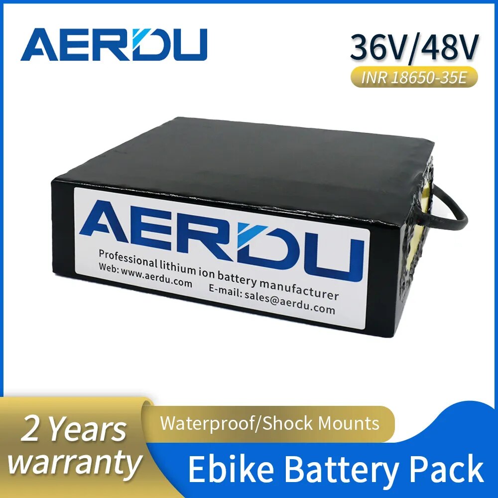 AERDU 36V litiumbatteri 42V elektrisk sykkelbatteri 12ah 16ah 20.8ah 25.6ah 28ah elektrisk scooterbatteri 1080 watt med 30A BMS 