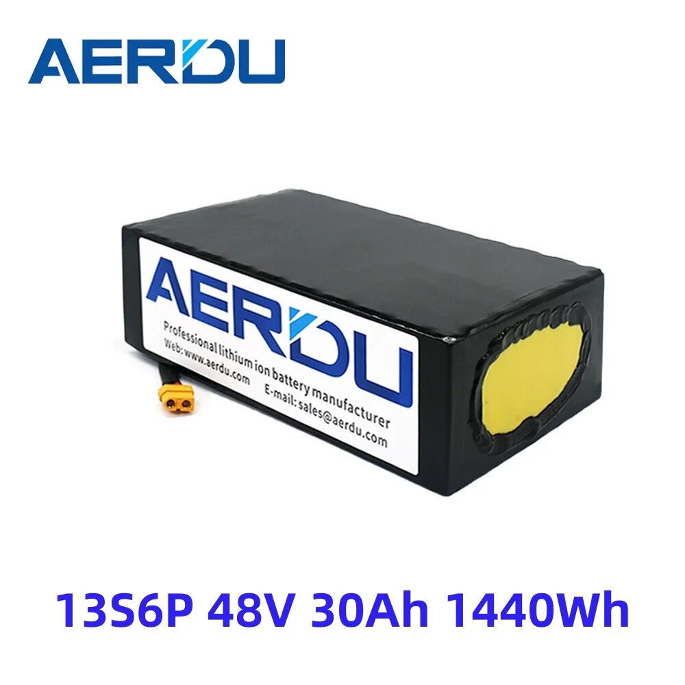 AERDU 48V 54.6V 30Ah 1440Wh 21700 New Lithium Battery Pack for Electroc Bicyle Ebike Scoote Heelchair Golf Cart With 30A BMS 50E
