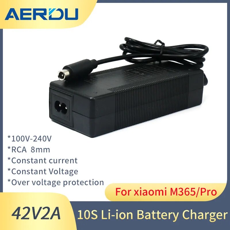 AERDU 10S 36V2A charger 42V 2A 18650 Charger 100-240V Input Lithium Li-ion Charger For 36V Electric Bike wo-wheel Vehicle
