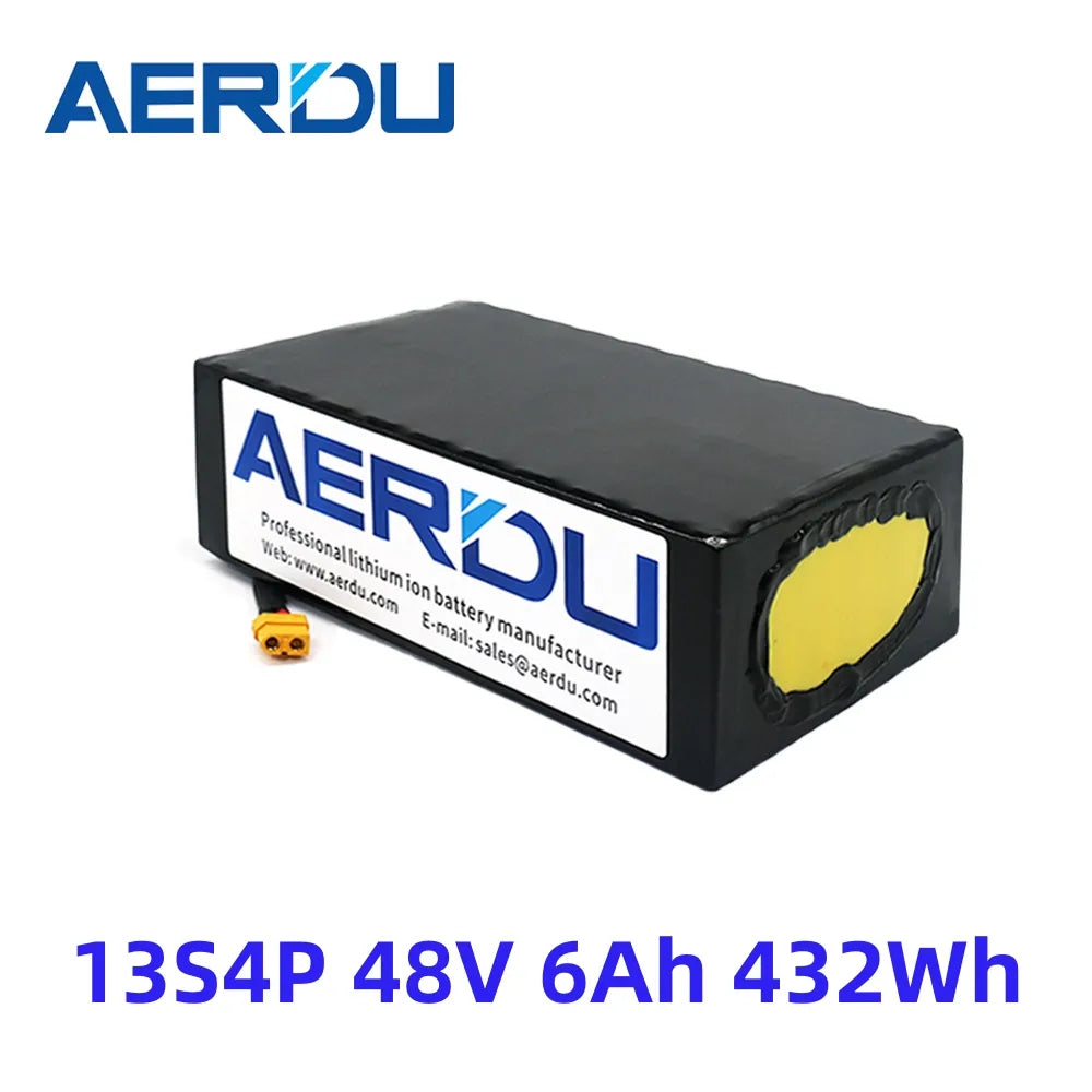 AERDU 48V 54.6V 6Ah 288Wh 18650 Lithium Battery Pack for Electroc Bicyle Ebike Scoote Heelchair Tricycle Golf Cart With 30A BMS