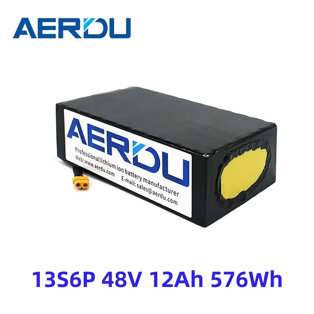AERDU 48V 54.6V 12Ah 576Wh 18650 Lithium Battery Pack for Electroc Bicyle Ebike Scoote Heelchair Tricycle Golf Cart With 30A BMS